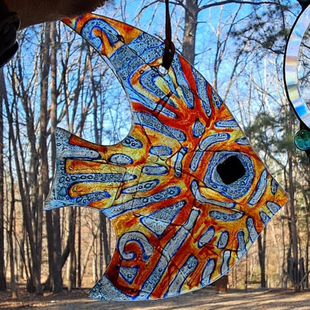 Egyptian Hand Blown Glass Fish Suncatcher/Ornament